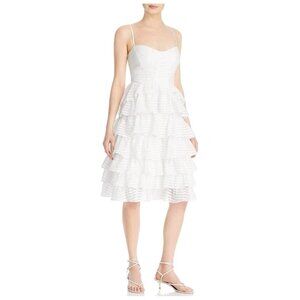Bardot Ivory Panel Tiered Ruffled Dress Size L Women Wedding Party Midi Dress